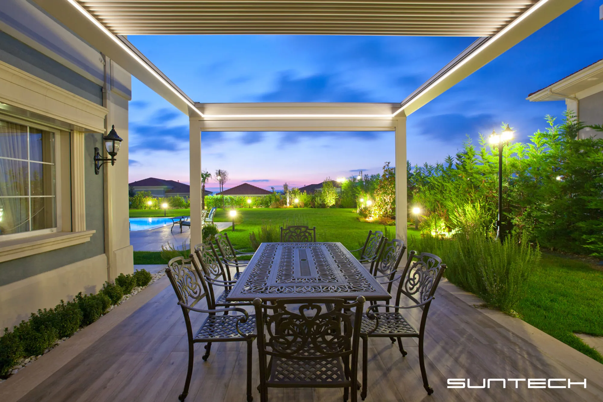 Louvre roof over a residential deck