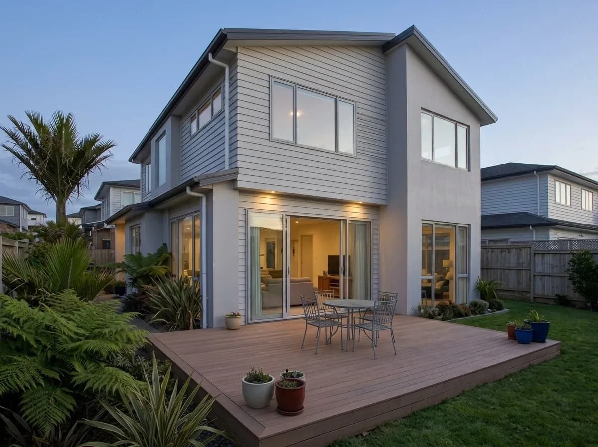 The same deck before, exposed to the elements with no roof, lighting or shelter