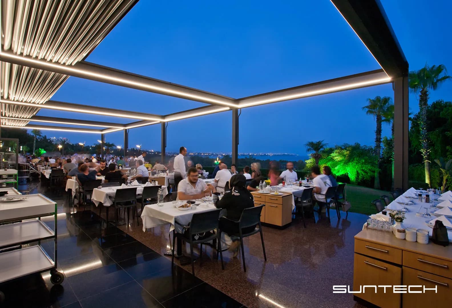 Covered restaurant terrace