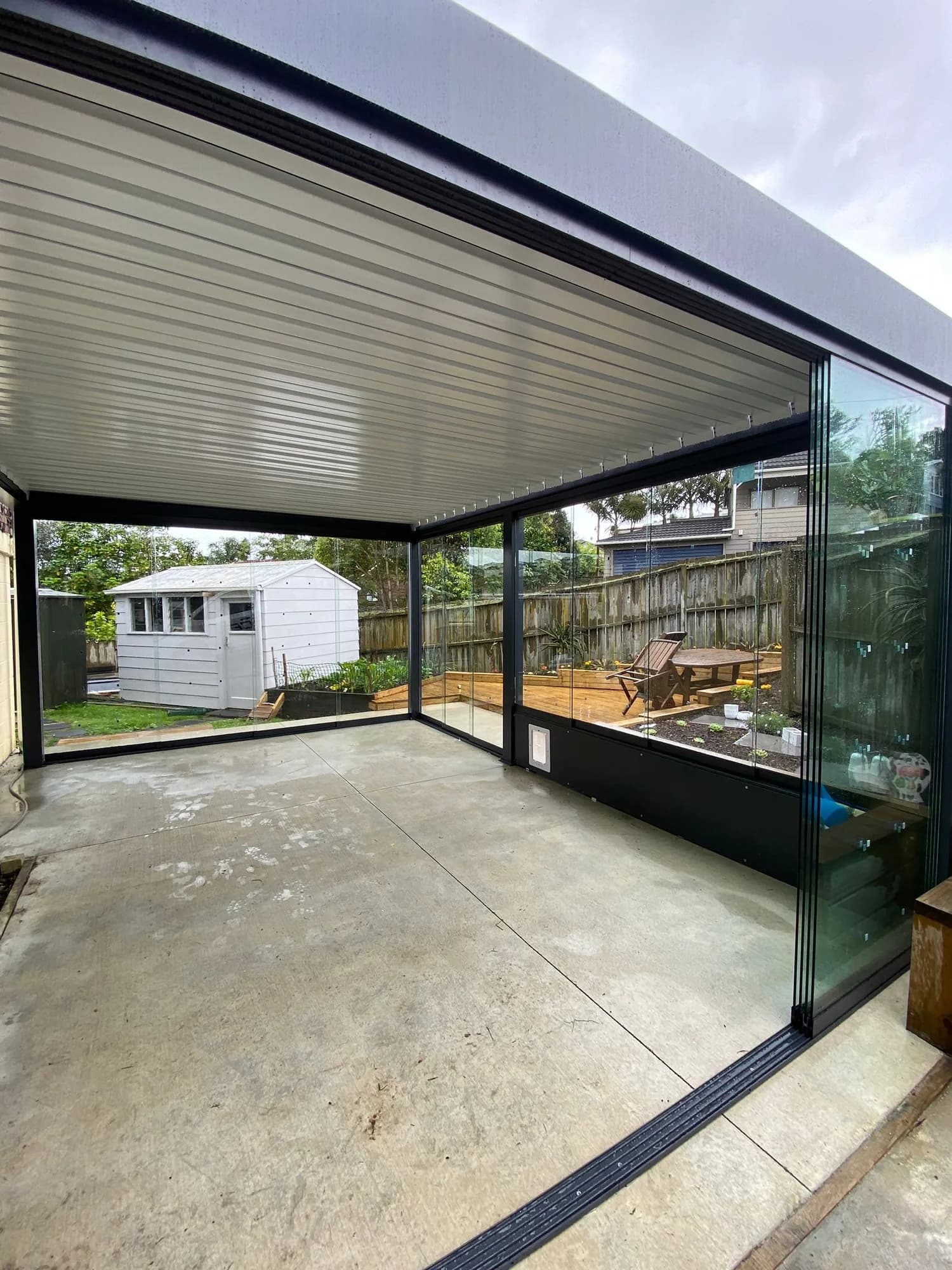 Fixed canopy over an entry